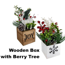Christmas Wooden Box with Berry Tree